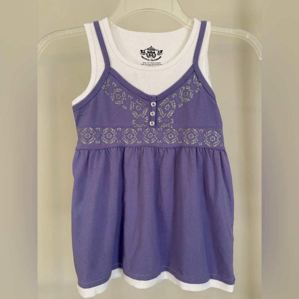 Route 66 Girls Purple and White Layered Tank Top